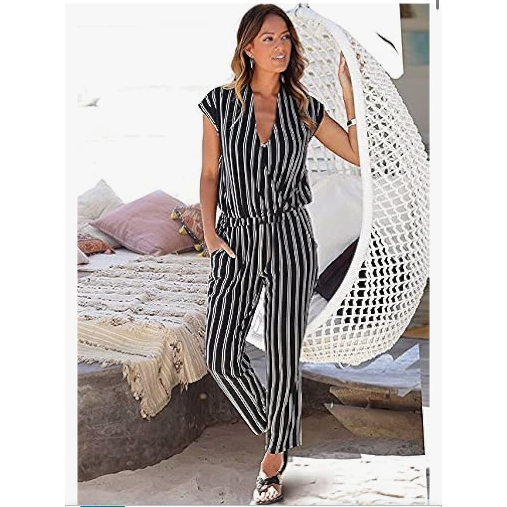 Lascana Wrap Front Striped Jumpsuit Size 12